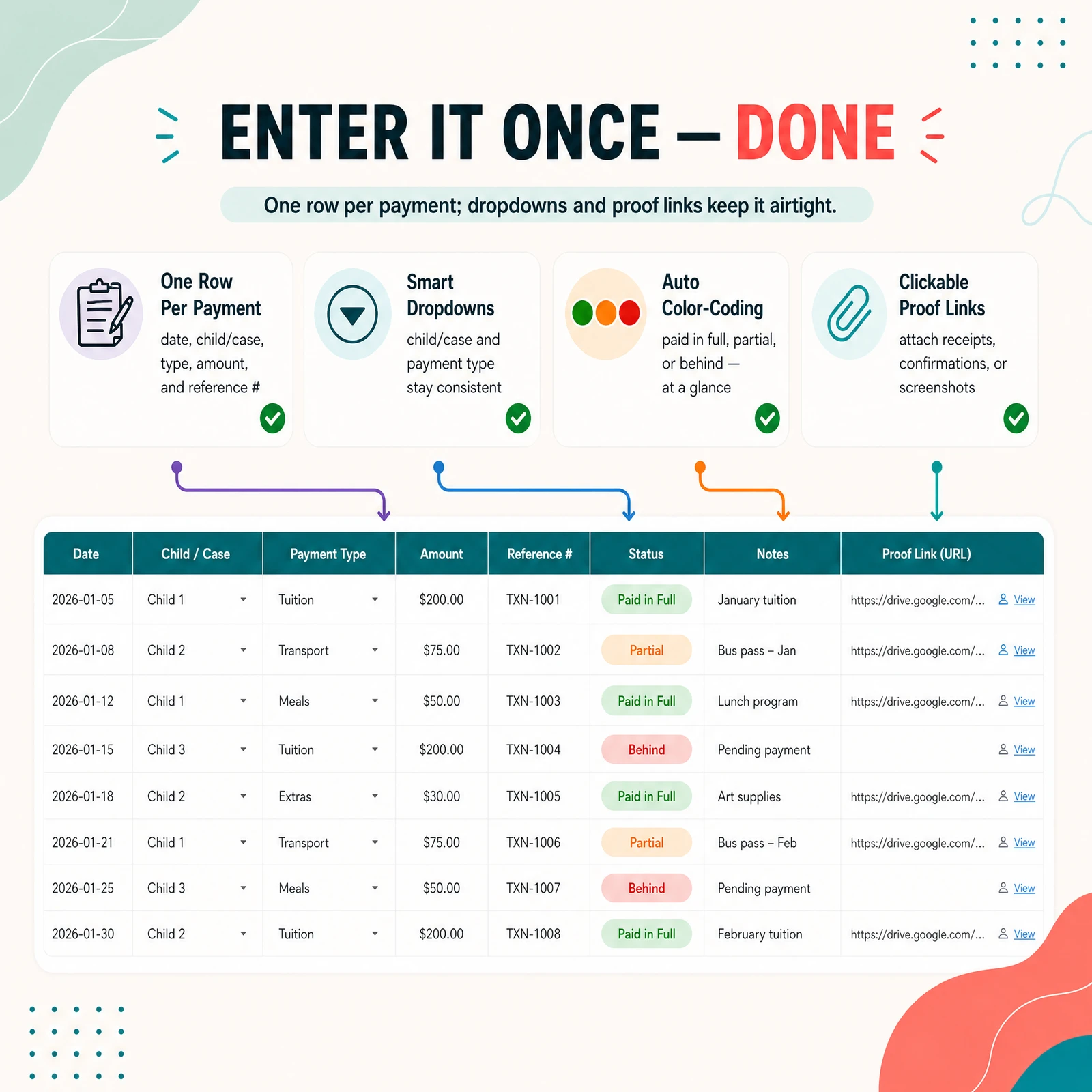 Child Support Payment Tracker — view 2